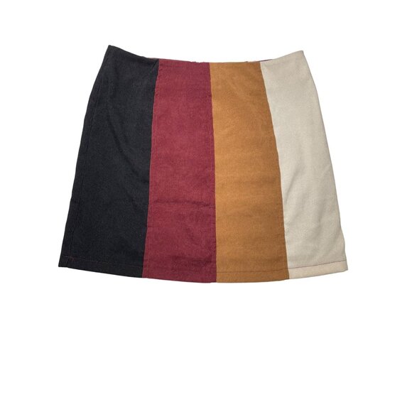 Altar'd State M Mini Skirt Fall Colorblock Corduroy Zipper Closure Medium - Picture 12 of 12
